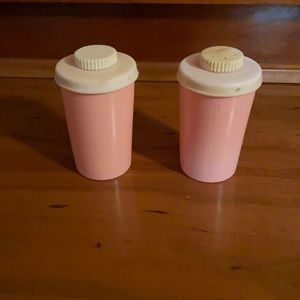 Vintage pink salt and pepper shakers